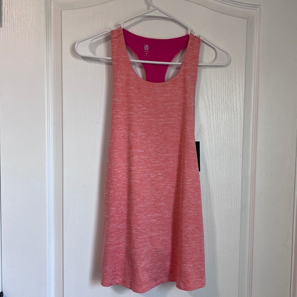 Ideology Womens Resort Coral Heathered Active Dress Built-in Shorts Romper M NEW
